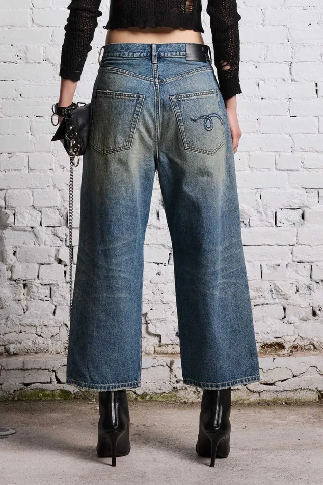 CROPPED WIDE LEG JEAN 8211 CLINTON BLUE Women R13 Denim