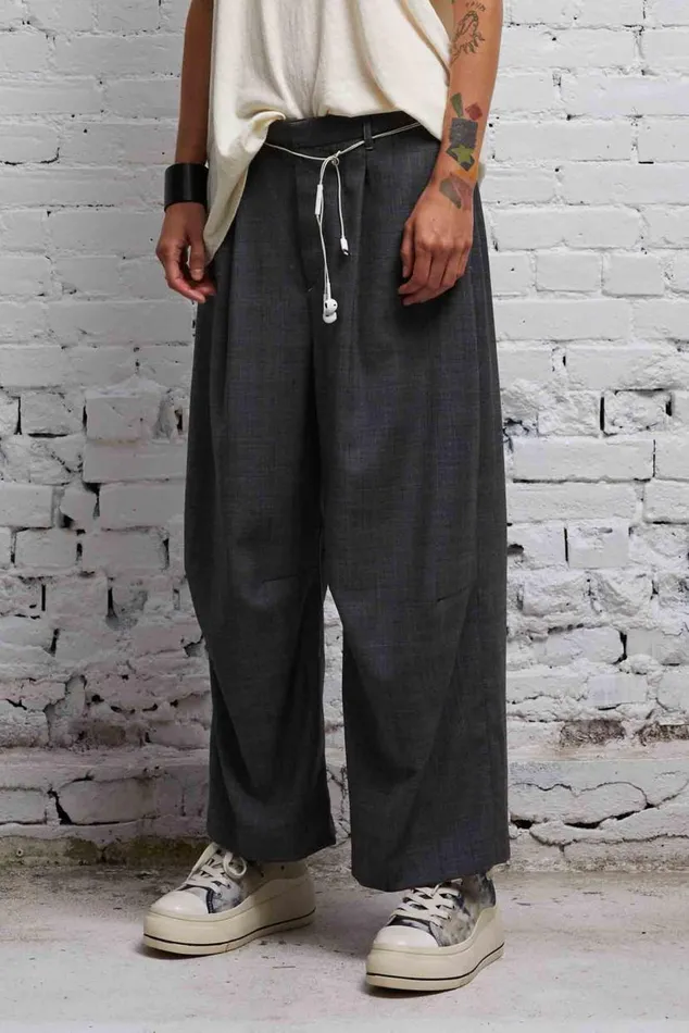 CROPPED WIDE LEG TROUSER 8211 DARK GLEN PLAID Women R13 Pants and Shorts