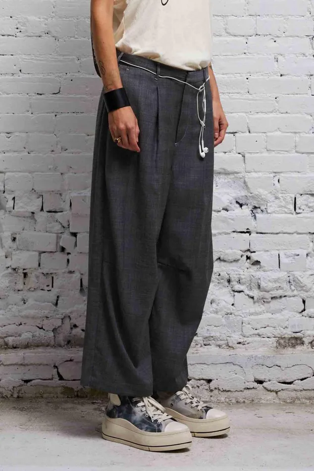 CROPPED WIDE LEG TROUSER 8211 DARK GLEN PLAID Women R13 Pants and Shorts