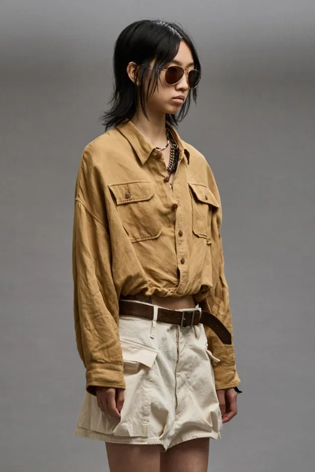CROSSOVER UTILITY BUBBLE SHIRT 8211 KHAKI Women R13 Tops