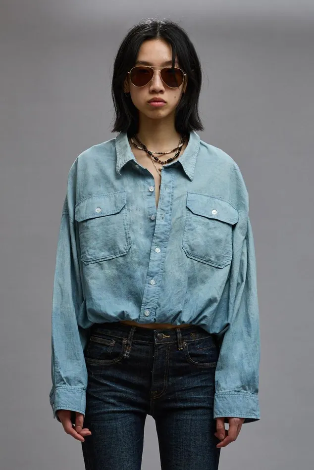 CROSSOVER UTILITY BUBBLE SHIRT 8211 VINTAGE BLUE Women R13 Tops