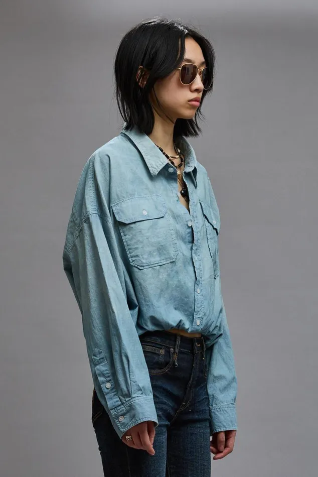 CROSSOVER UTILITY BUBBLE SHIRT 8211 VINTAGE BLUE Women R13 Tops