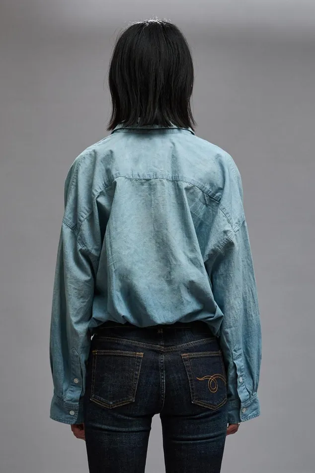 CROSSOVER UTILITY BUBBLE SHIRT 8211 VINTAGE BLUE Women R13 Tops