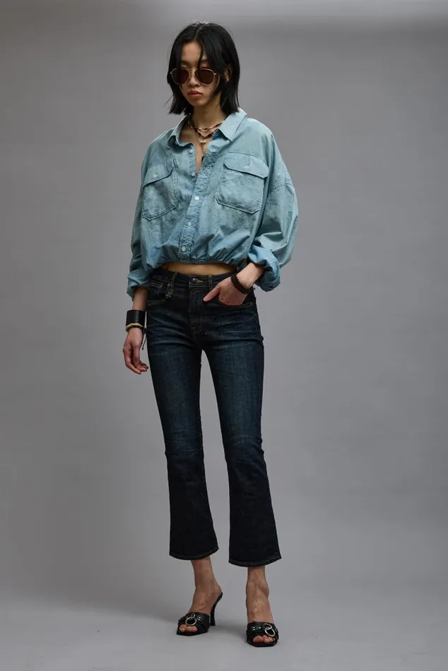 CROSSOVER UTILITY BUBBLE SHIRT 8211 VINTAGE BLUE Women R13 Tops