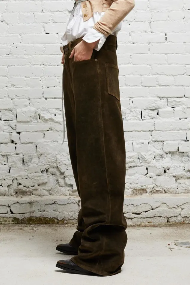 D039ARCY LOOSE LEATHER PANT 8211 BROWN Women R13 Pants and Shorts