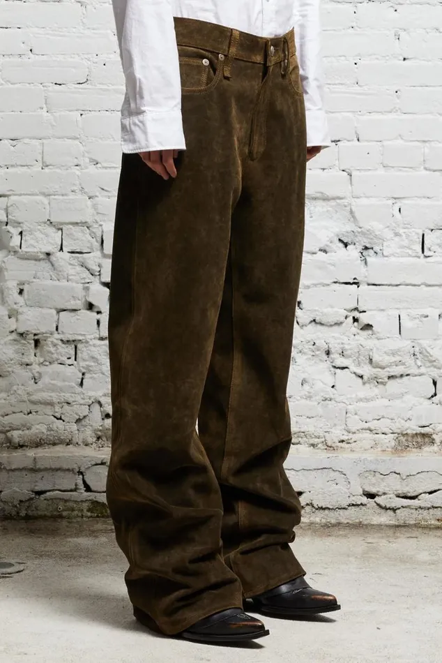 D039ARCY LOOSE LEATHER PANT 8211 BROWN Women R13 Pants and Shorts