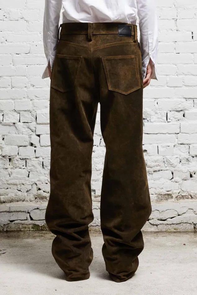 D039ARCY LOOSE LEATHER PANT 8211 BROWN Women R13 Pants and Shorts