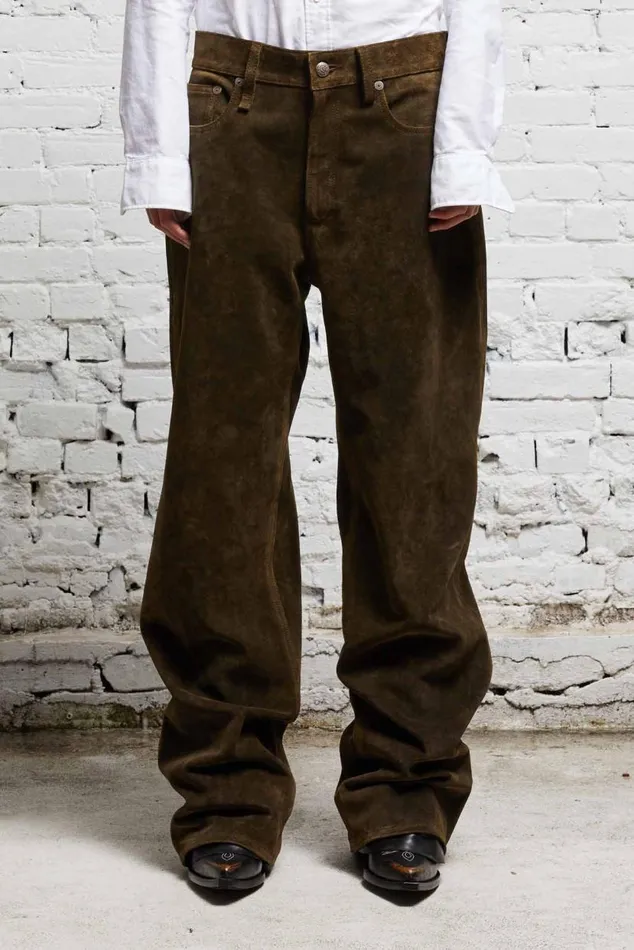 D039ARCY LOOSE LEATHER PANT 8211 BROWN Women R13 Pants and Shorts