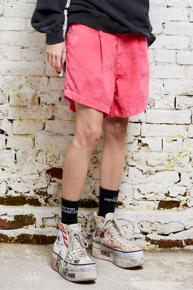 Damon Pleated Short 8211 Fuchsia Official Site Women R13 Denim