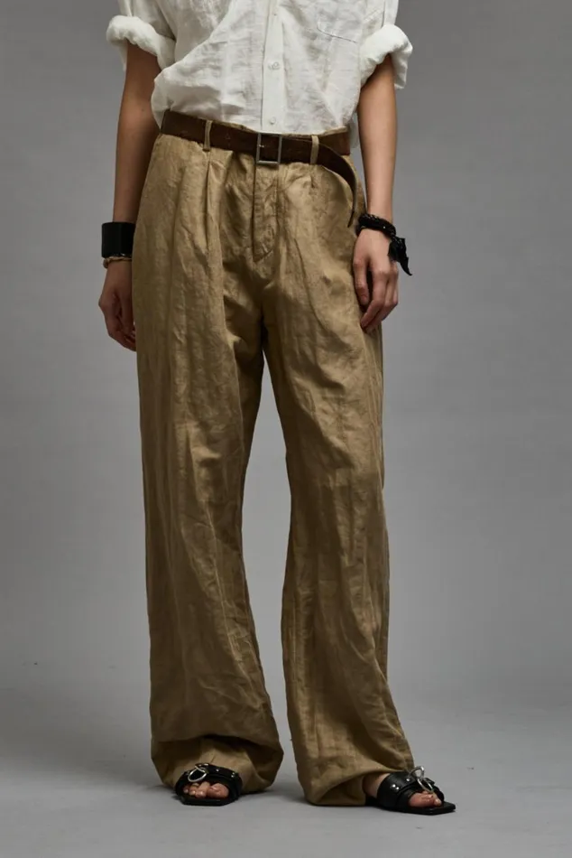 DAMON PLEATED TROUSER 8211 KHAKI Women R13 Pants and Shorts