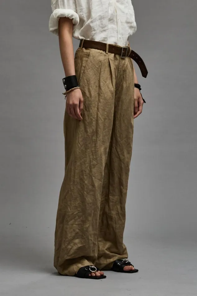 DAMON PLEATED TROUSER 8211 KHAKI Women R13 Pants and Shorts