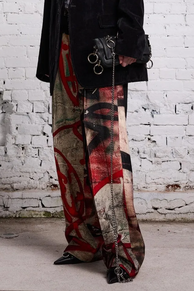 DAMON WOOL TROUSER 8211 GRUNGE MURAL Women R13 Pants and Shorts