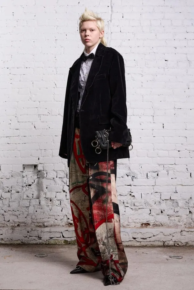 DAMON WOOL TROUSER 8211 GRUNGE MURAL Women R13 Pants and Shorts