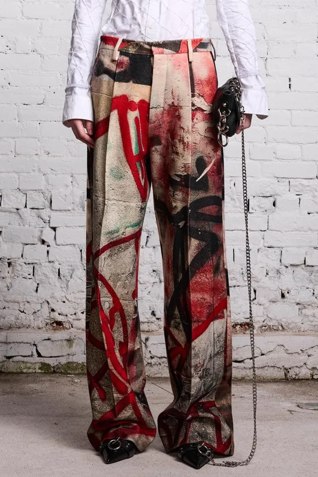 DAMON WOOL TROUSER 8211 GRUNGE MURAL Women R13 Pants and Shorts