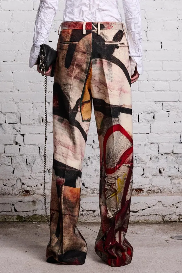 DAMON WOOL TROUSER 8211 GRUNGE MURAL Women R13 Pants and Shorts
