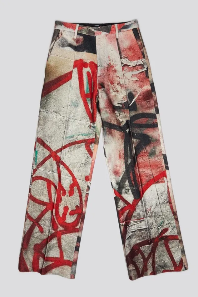 DAMON WOOL TROUSER 8211 GRUNGE MURAL Women R13 Pants and Shorts