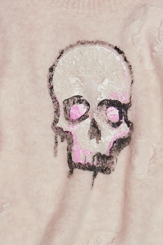 DECONSTRUCTED SKULL SWEATER 8211 LIGHT PINK Women R13 Sweaters
