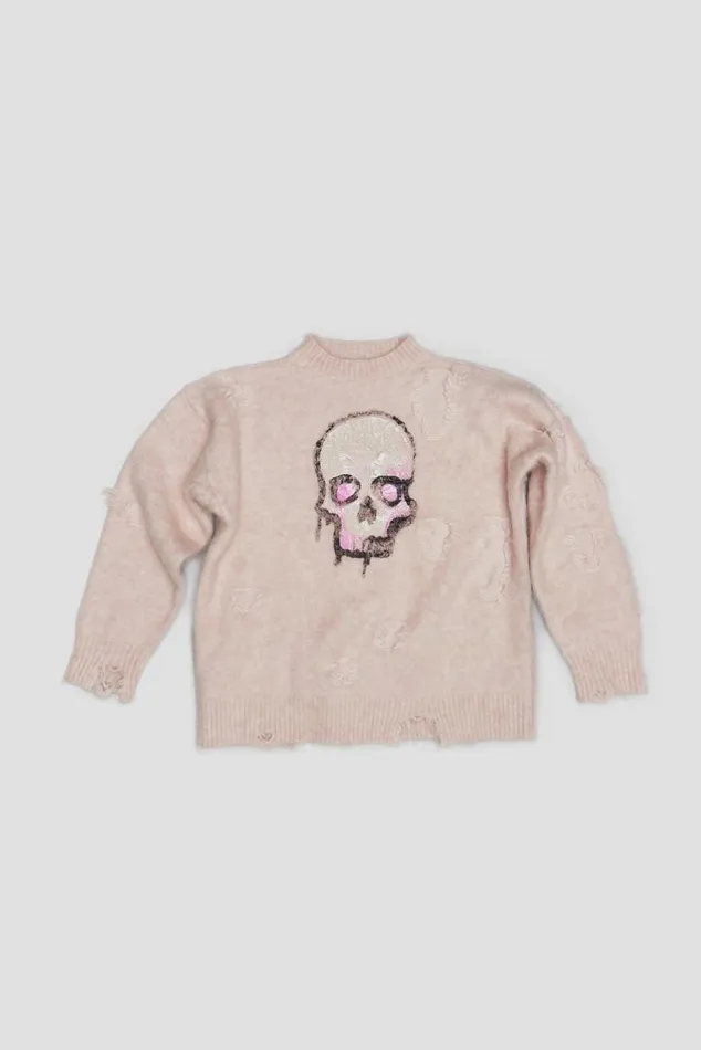 DECONSTRUCTED SKULL SWEATER 8211 LIGHT PINK Women R13 Sweaters