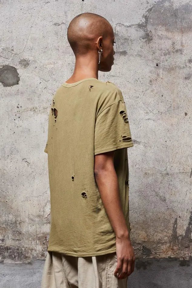 DESTROYED BOY T 8211 LIGHT GREEN Women R13 Tops