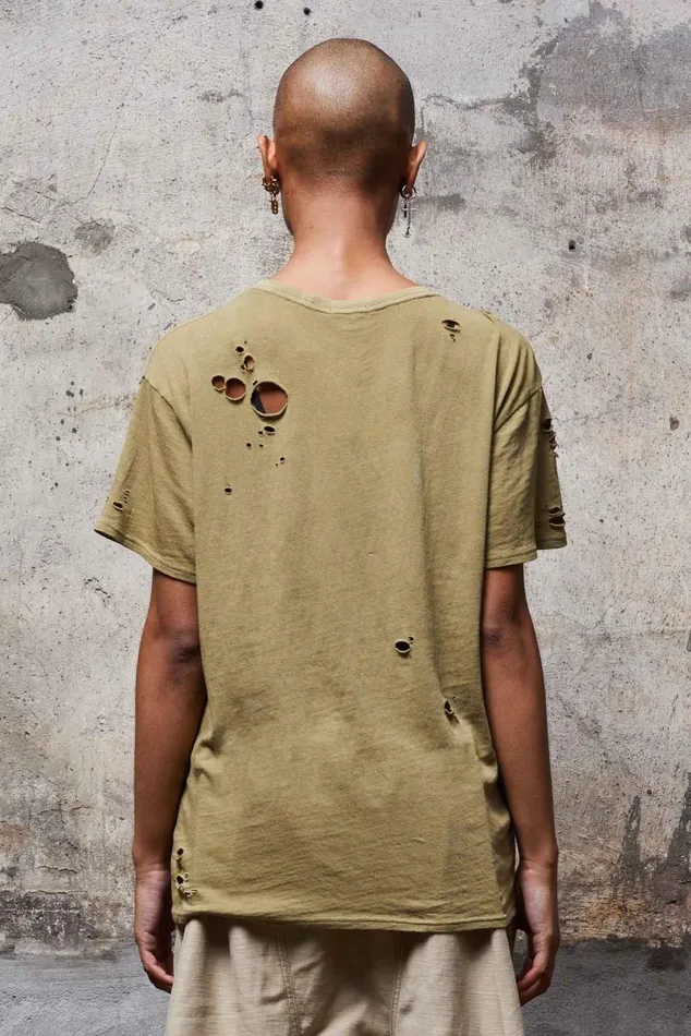 DESTROYED BOY T 8211 LIGHT GREEN Women R13 Tops