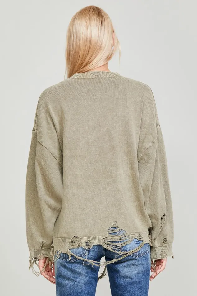 DESTROYED OVERSIZED PULLOVER 8211 LIGHT GREEN Women R13 Sweaters