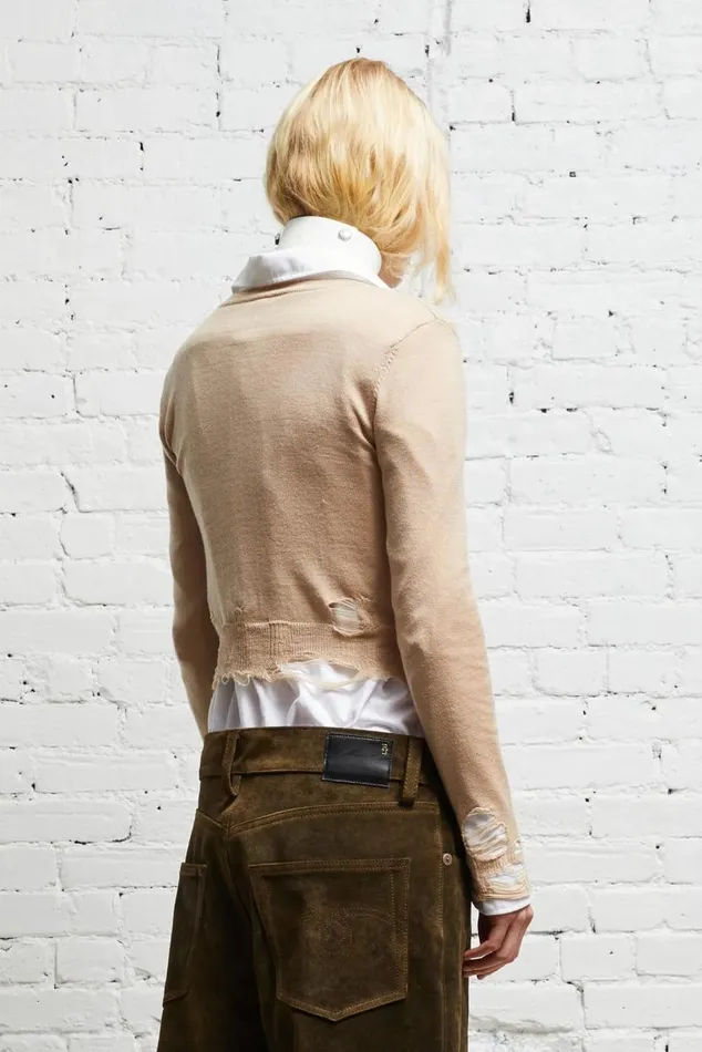 DISTRESSED BABY CARDIGAN 8211 TAN Women R13 Sweaters