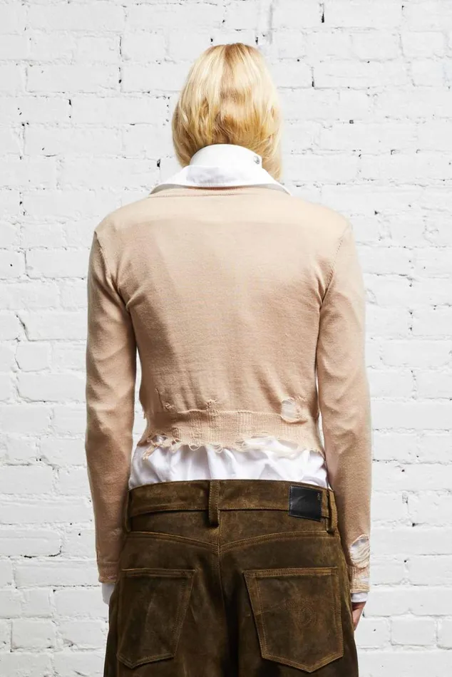 DISTRESSED BABY CARDIGAN 8211 TAN Women R13 Sweaters