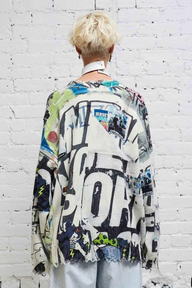 DISTRESSED OVERSIZED PULLOVER 8211 11 SPRING GRAFFITI Women R13 Sweaters