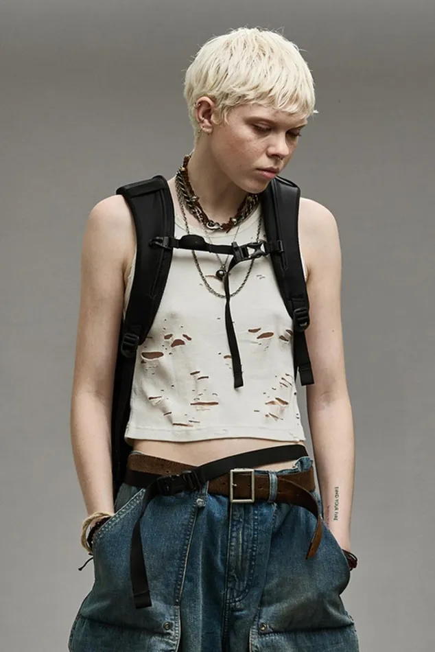 Distressed Tank 8211 Ecru Official Site Women R13 TShirts