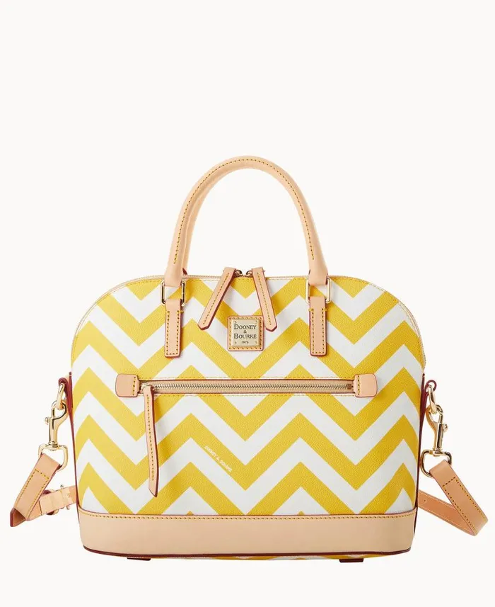 Dooney and Bourke Chevron Domed Zip Satchel Yellow WomenMen Satchels
