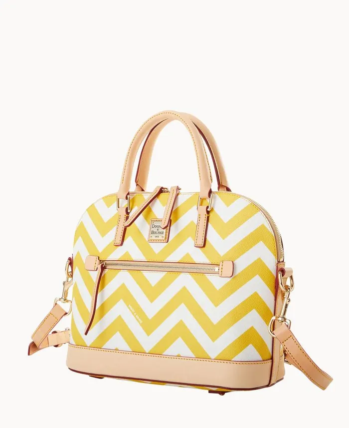 Dooney and Bourke Chevron Domed Zip Satchel Yellow WomenMen Satchels
