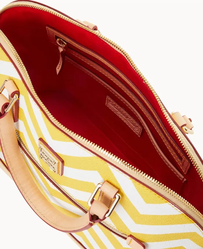 Dooney and Bourke Chevron Domed Zip Satchel Yellow WomenMen Satchels