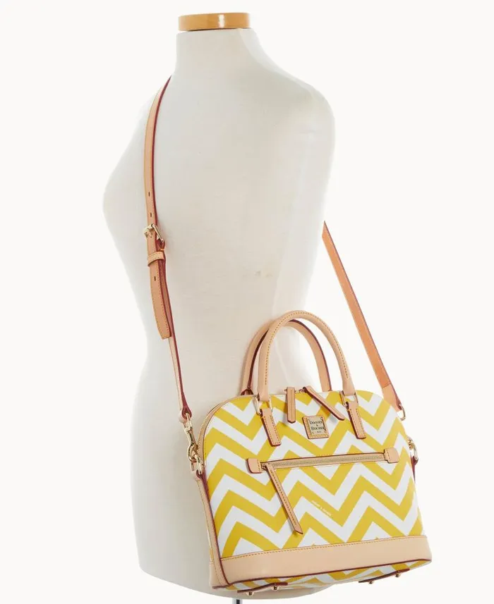 Dooney and Bourke Chevron Domed Zip Satchel Yellow WomenMen Satchels