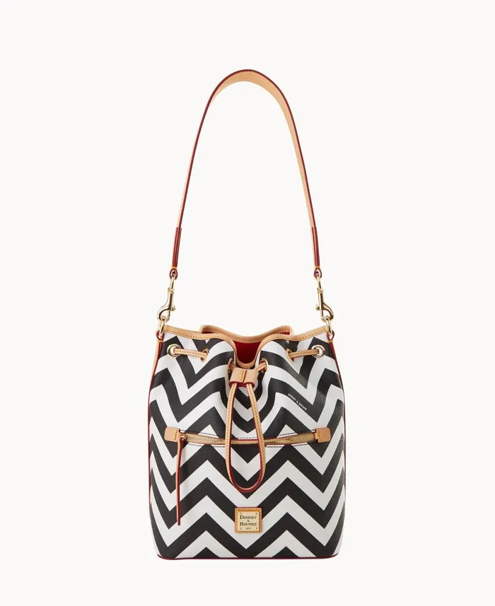Dooney and Bourke Chevron Drawstring Black WomenMen Shoulder Bags
