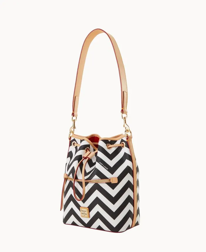 Dooney and Bourke Chevron Drawstring Black WomenMen Shoulder Bags