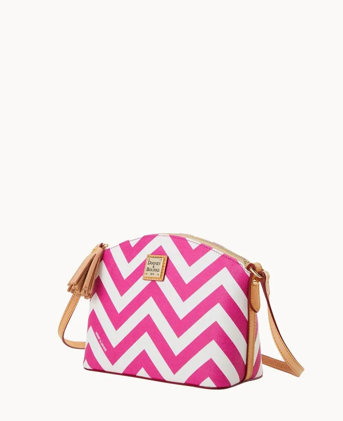 Dooney and Bourke Chevron Robin Crossbody Fuchsia WomenMen Crossbodies