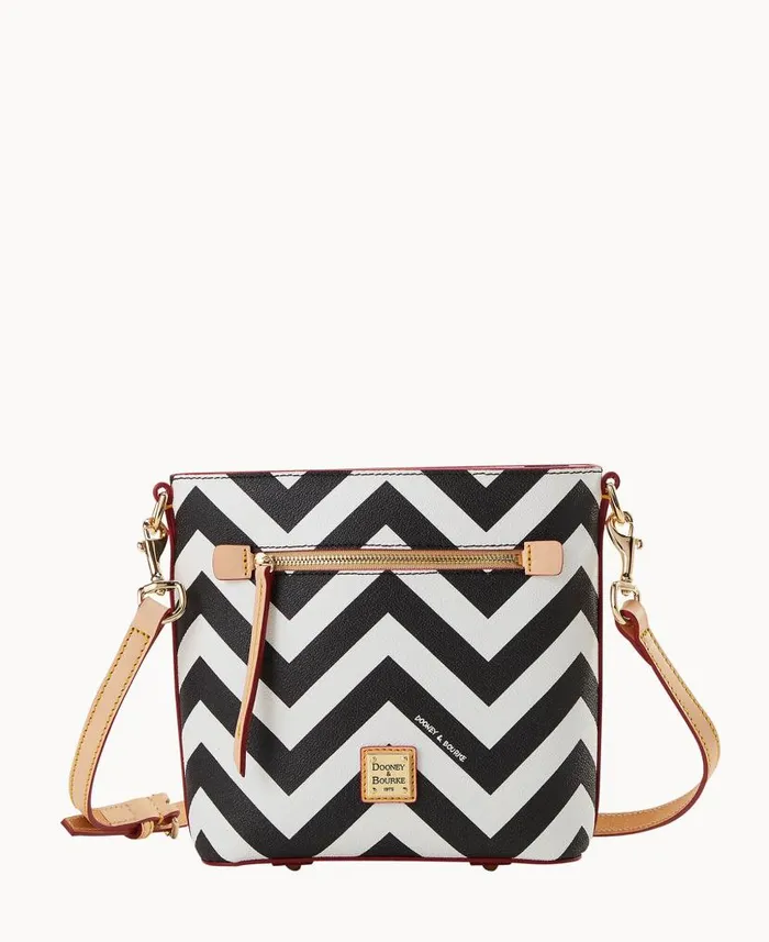 Dooney and Bourke Chevron Small Zip Crossbody Black WomenMen Crossbodies