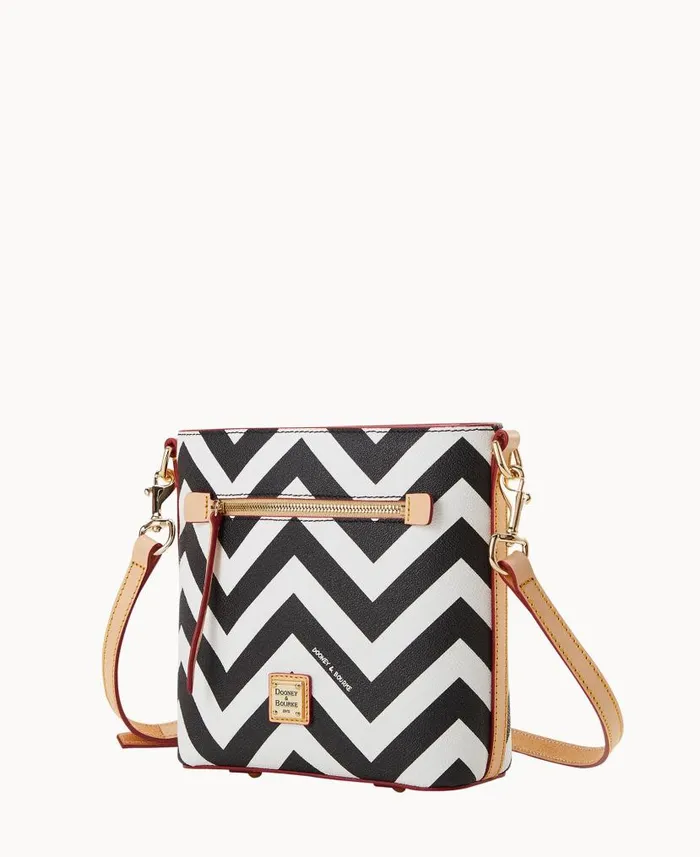 Dooney and Bourke Chevron Small Zip Crossbody Black WomenMen Crossbodies