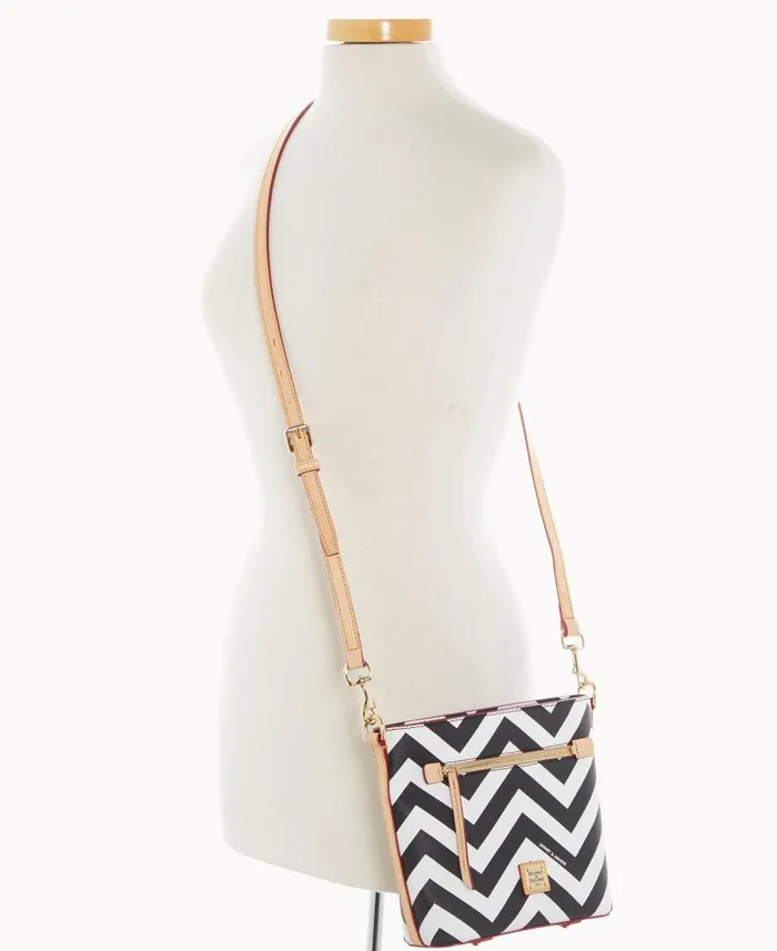Dooney and Bourke Chevron Small Zip Crossbody Black WomenMen Crossbodies