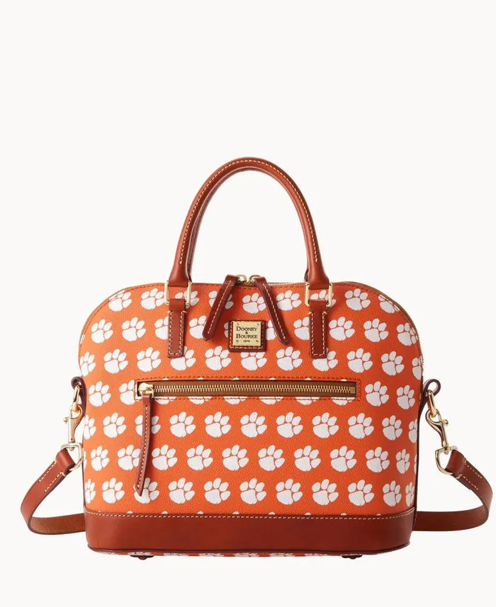 Dooney and Bourke Collegiate Clemson University Domed Zip Satchel Clemson WomenMen Satchels Dooney and Bourke Collegiate Clemson University Domed Zip Satchel Clemson WomenMen Satchels
