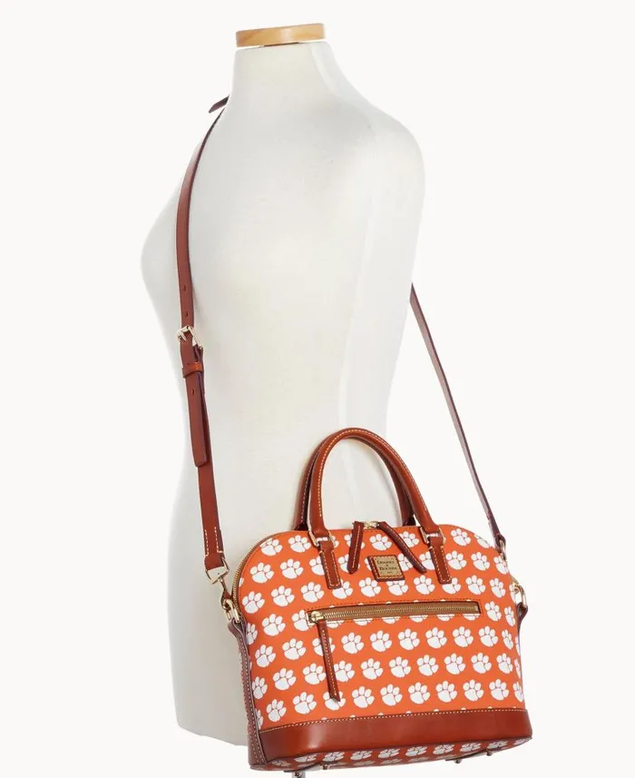 Dooney and Bourke Collegiate Clemson University Domed Zip Satchel Clemson WomenMen Satchels Dooney and Bourke Collegiate Clemson University Domed Zip Satchel Clemson WomenMen Satchels