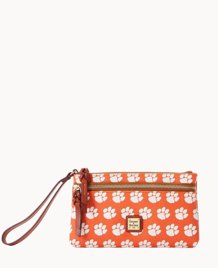 Dooney and Bourke Collegiate Clemson University Double Zip Wristlet Clemson University WomenMen Wallets Dooney and Bourke Collegiate Clemson University Double Zip Wristlet Clemson University WomenMen Wallets