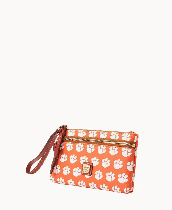Dooney and Bourke Collegiate Clemson University Double Zip Wristlet Clemson University WomenMen Wallets Dooney and Bourke Collegiate Clemson University Double Zip Wristlet Clemson University WomenMen Wallets