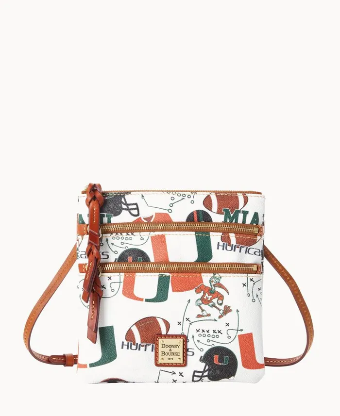 Dooney and Bourke Collegiate University Of Miami N S Triple Zip Crossbody U Of Miami WomenMen Crossbodies