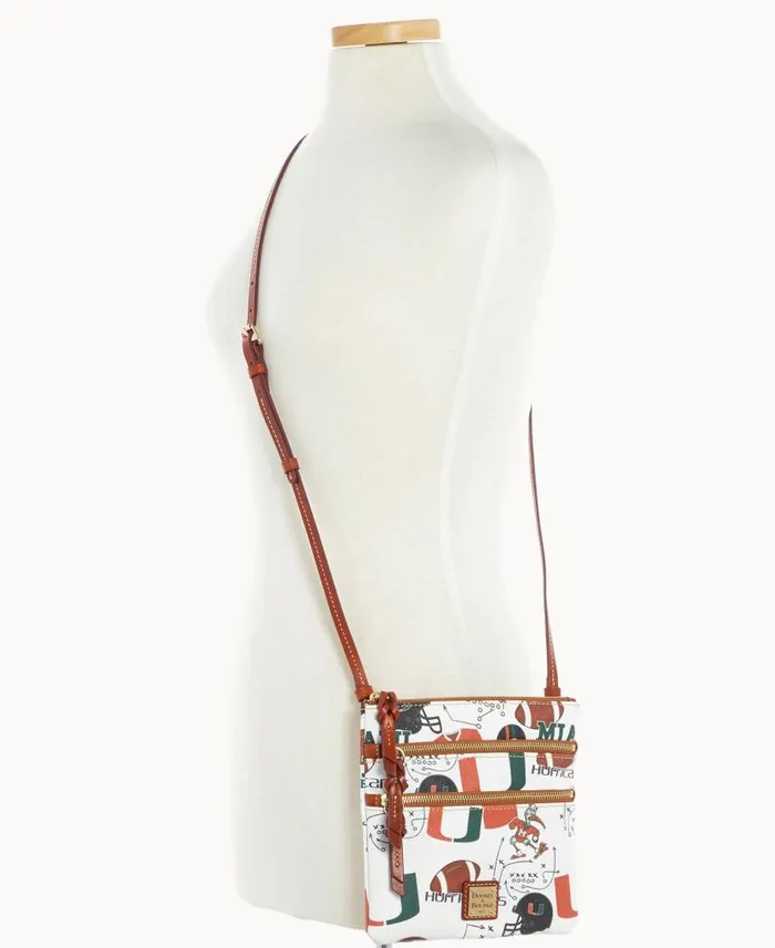 Dooney and Bourke Collegiate University Of Miami N S Triple Zip Crossbody U Of Miami WomenMen Crossbodies Dooney and Bourke Collegiate University Of Miami N S Triple Zip Crossbody U Of Miami WomenMen Crossbodies