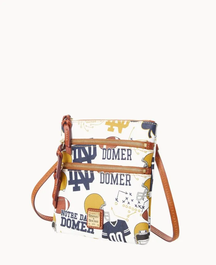 Dooney and Bourke Collegiate University Of Notre Dame N S Triple Zip Crossbody Notre Dame WomenMen Crossbodies Dooney and Bourke Collegiate University Of Notre Dame N S Triple Zip Crossbody Notre Dame WomenMen Crossbodies