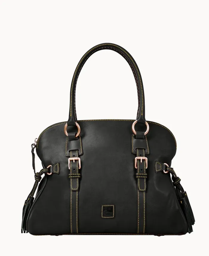Dooney and Bourke Florentine Domed Buckle Satchel Black Black WomenMen Satchels
