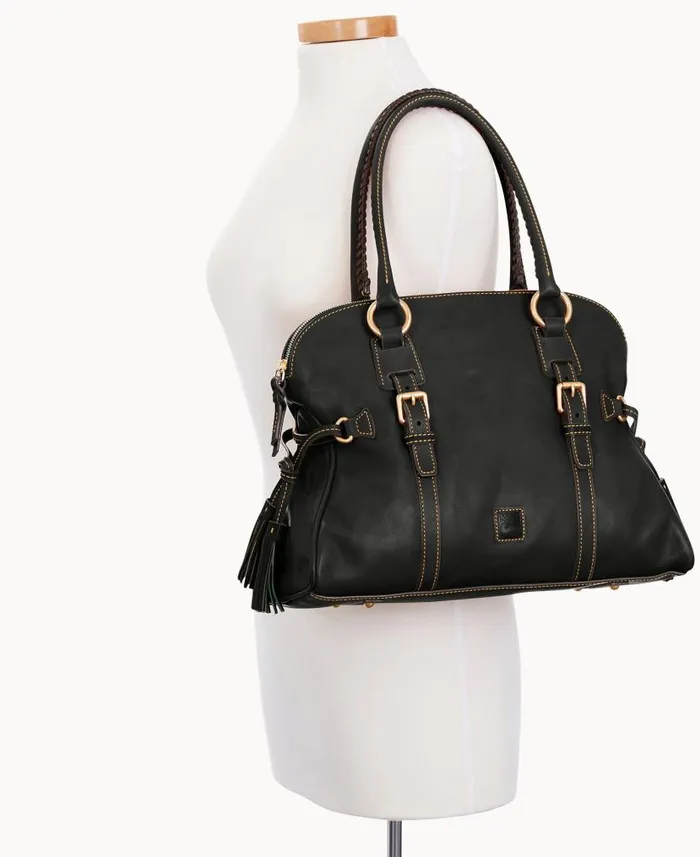 Dooney and Bourke Florentine Domed Buckle Satchel Black Black WomenMen Satchels Dooney and Bourke Florentine Domed Buckle Satchel Black Black WomenMen Satchels