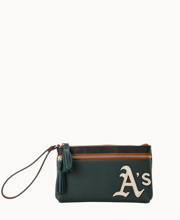 Dooney and Bourke MLB Athletics Double Zip Wristlet Athletics WomenMen Wallets Dooney and Bourke MLB Athletics Double Zip Wristlet Athletics WomenMen Wallets