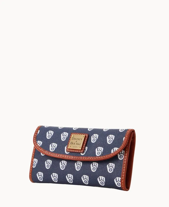 Dooney and Bourke MLB Brewers Continental Clutch Brewers WomenMen Wallets